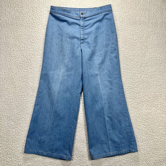 Vintage 70s Levi’s Orange Tab Chambray Wide Leg Pants Women’s 31x27 Boho Indie - Picture 1 of 14